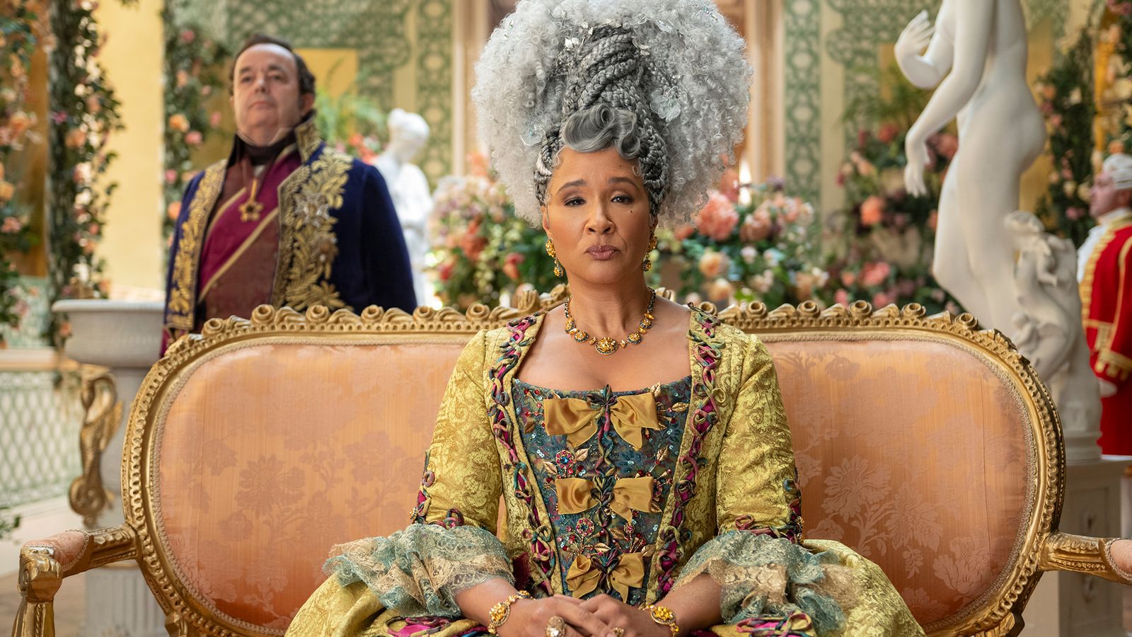 Image may contain Person Adult Wedding Accessories Jewelry Ring Bench Furniture Wristwatch and Necklace