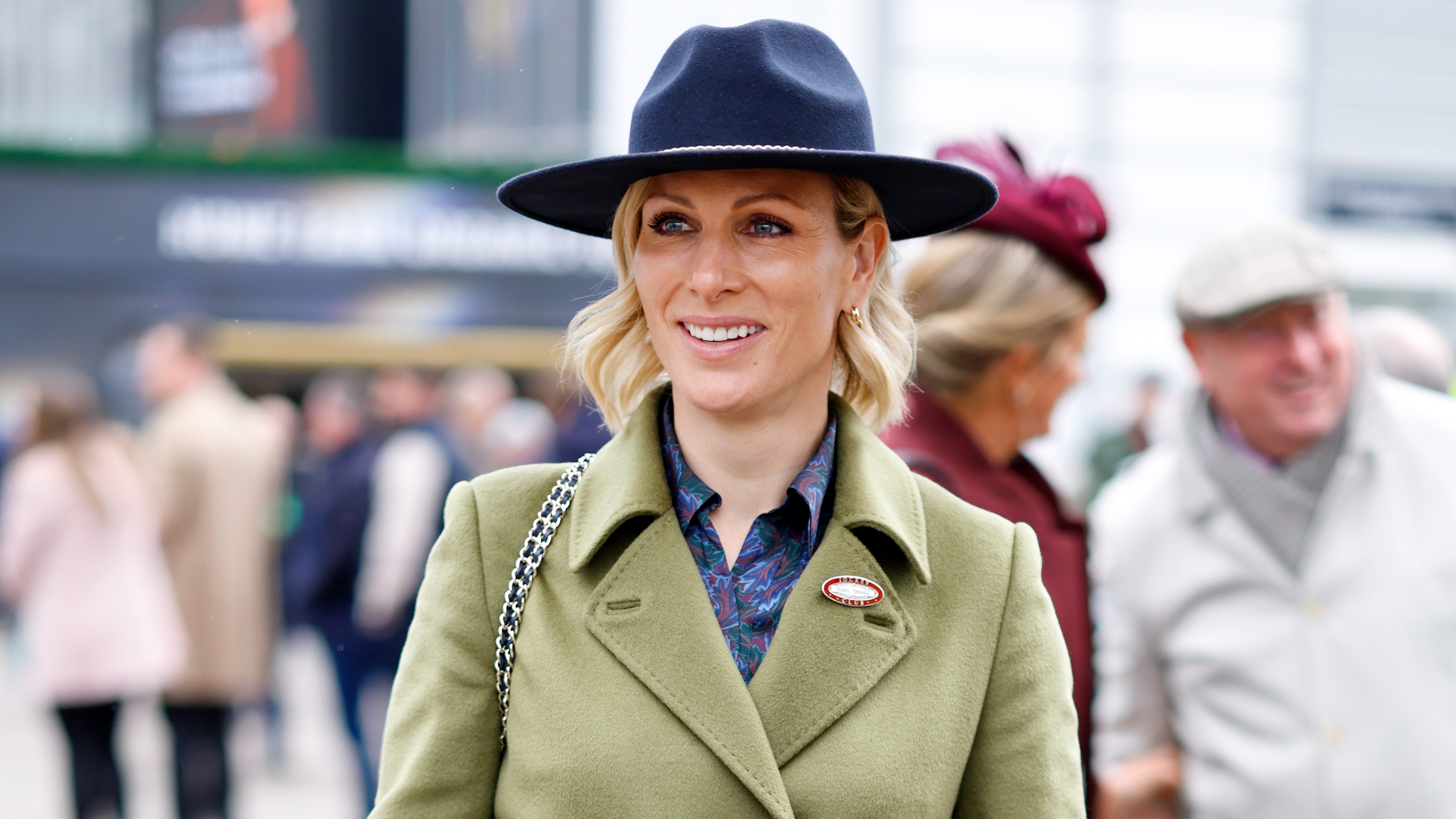 Zara Tindall attends day 3 'St Patrick's Thursday' of the Cheltenham Festival at Cheltenham Racecourse on March 13, 2025