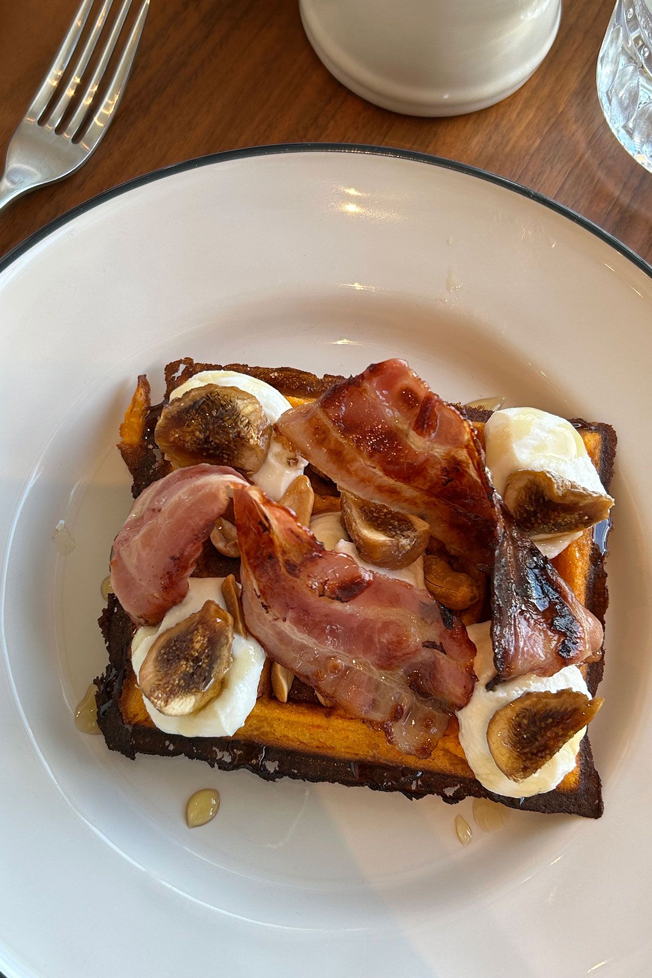 Image may contain Food Food Presentation Cutlery Fork Brunch Plate Cup and Bread