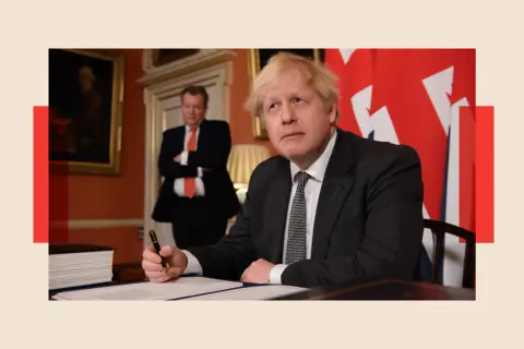 Getty Images Prime Minister, Boris Johnson poses for photographs after signing the Brexit trade deal 