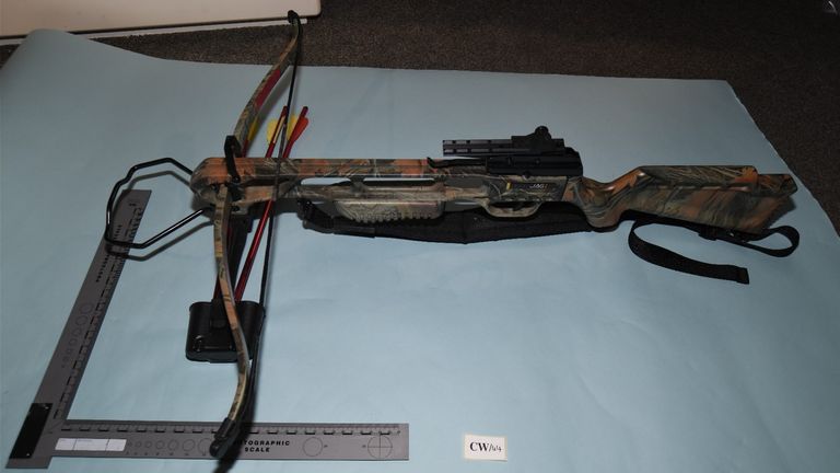 Brogan Stewart's crossbow. Pic: PA/Counter Terrorism Policing North East