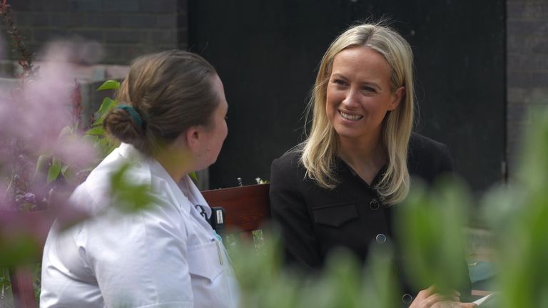 Sophy Ridge talking to one of the officers who works within Preston Prison