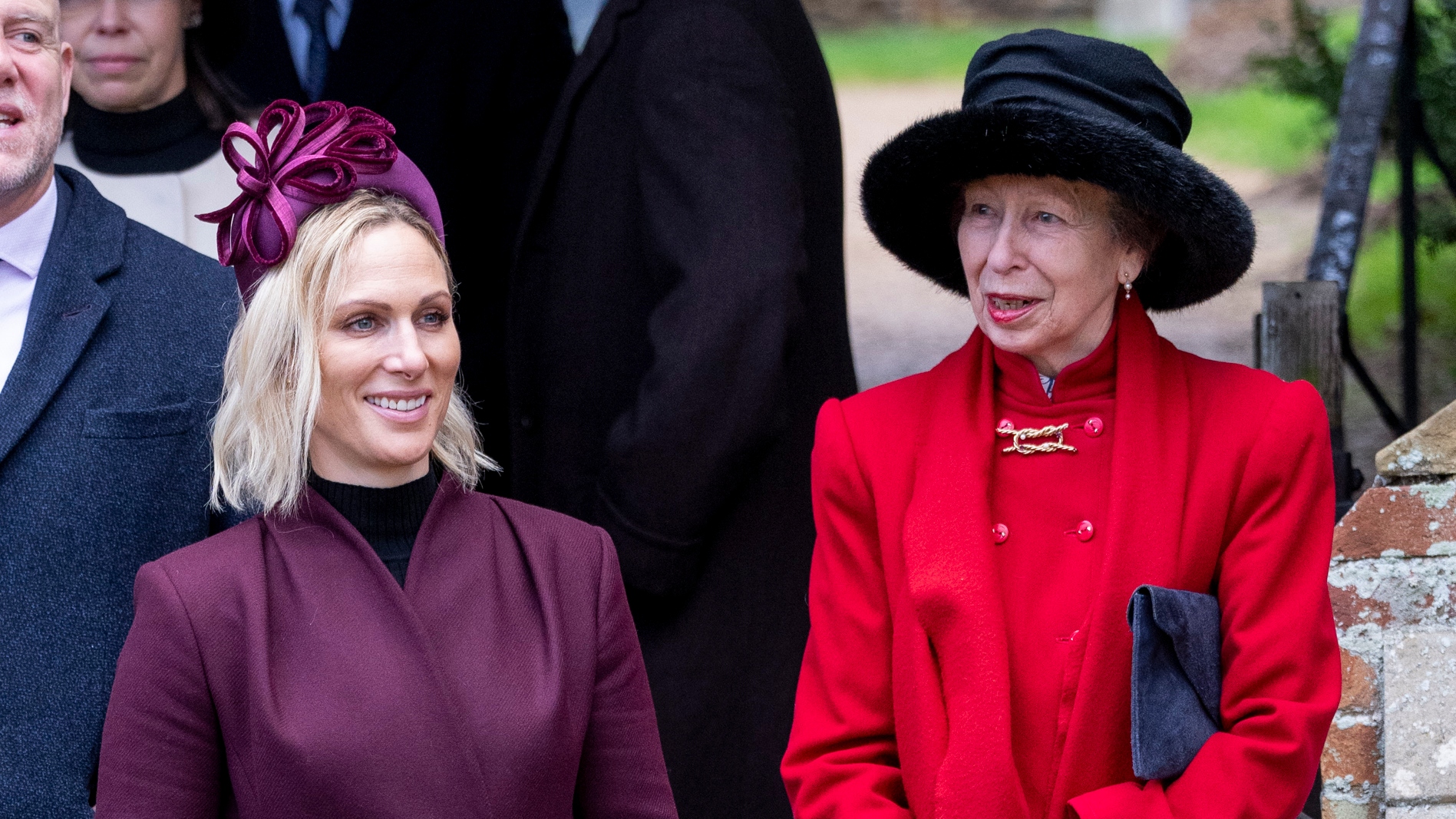 Zara Tindall and Princess Anne, Princess Royal attend the Christmas Morning Service at St Mary Magdalene Church on December 25, 2024