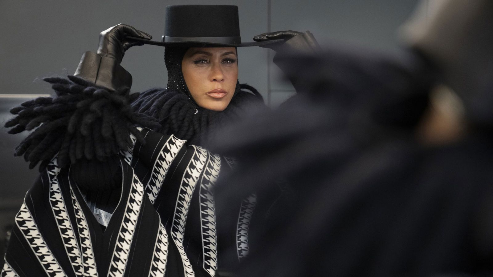 Image may contain Nicole Ari Parker Clothing Hat Photography Face Head Person Portrait Adult Glove and Fashion