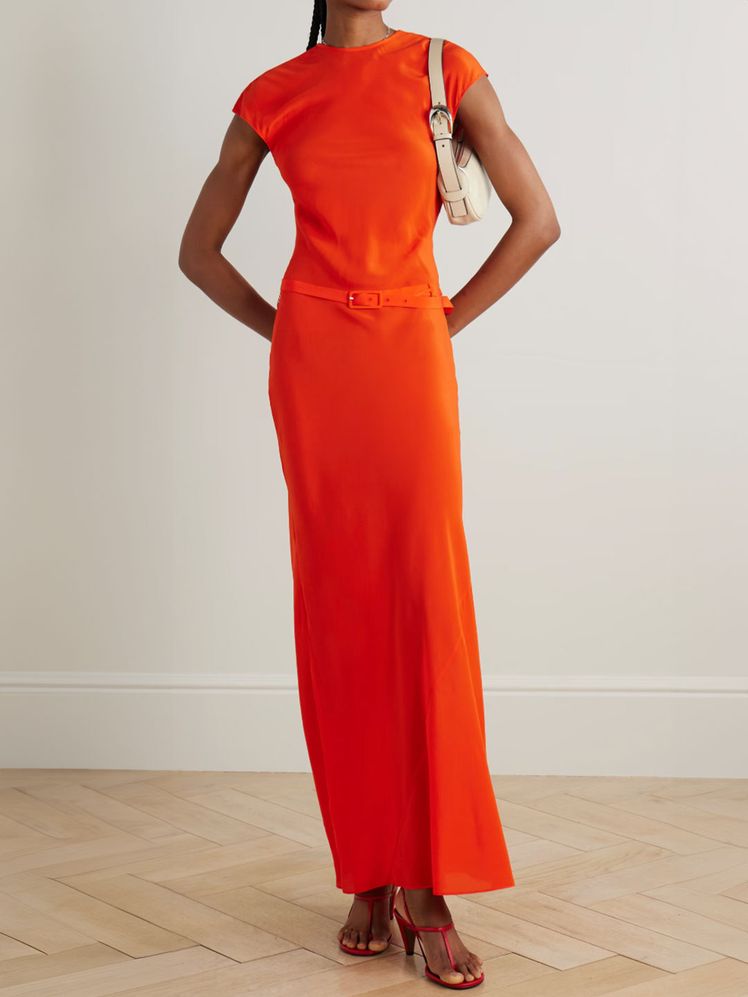 Image may contain: Clothing, Dress, Evening Dress, Formal Wear, Adult, Person, Accessories, Bag, Handbag, Fashion, and Gown