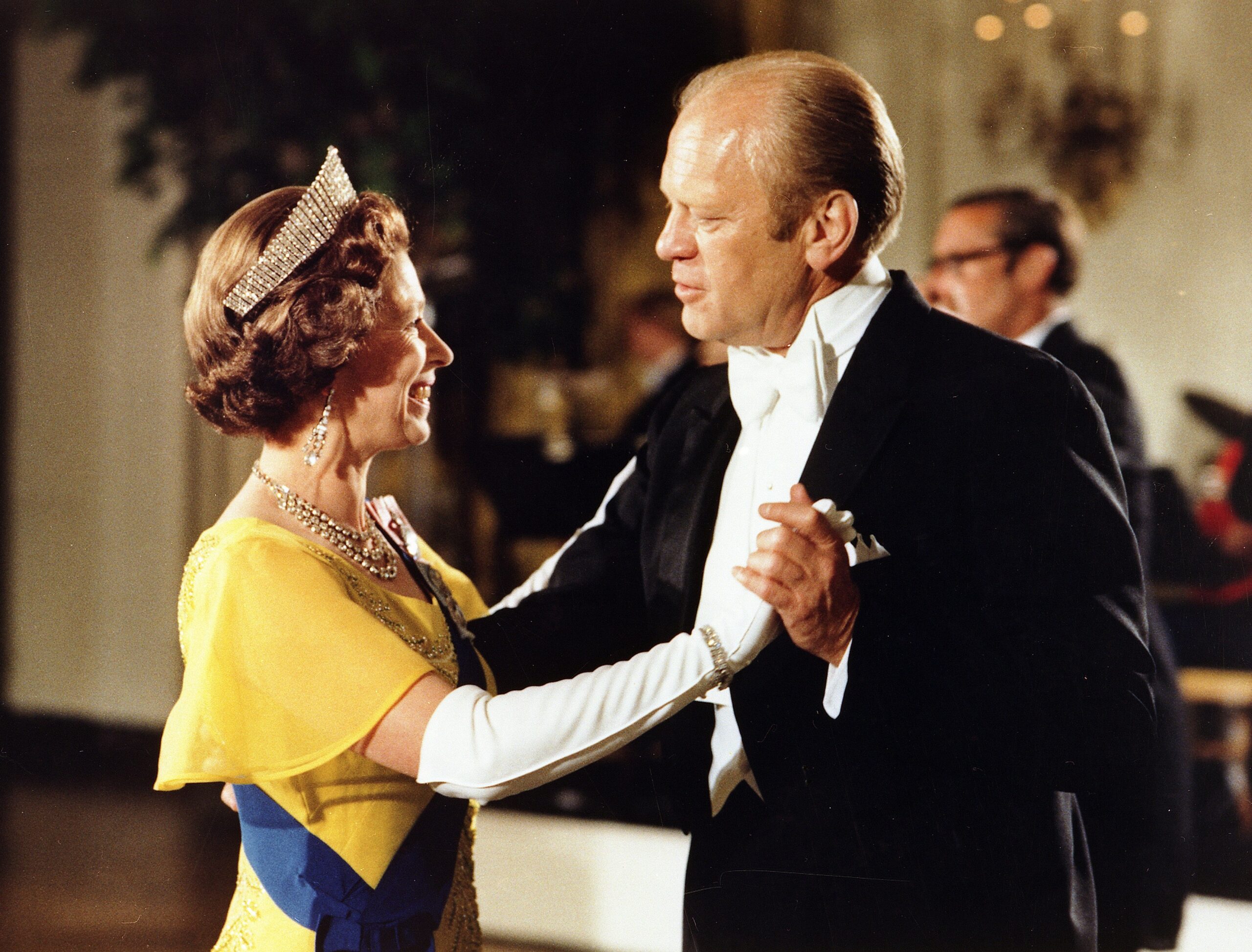 President Gerald Ford dancing with Queen Elizabeth II at a White House ball.