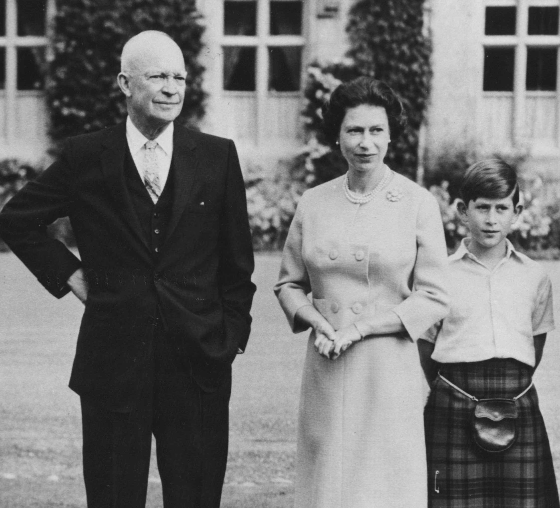 President Eisenhower with the British Royal Family at Balmoral Castle.