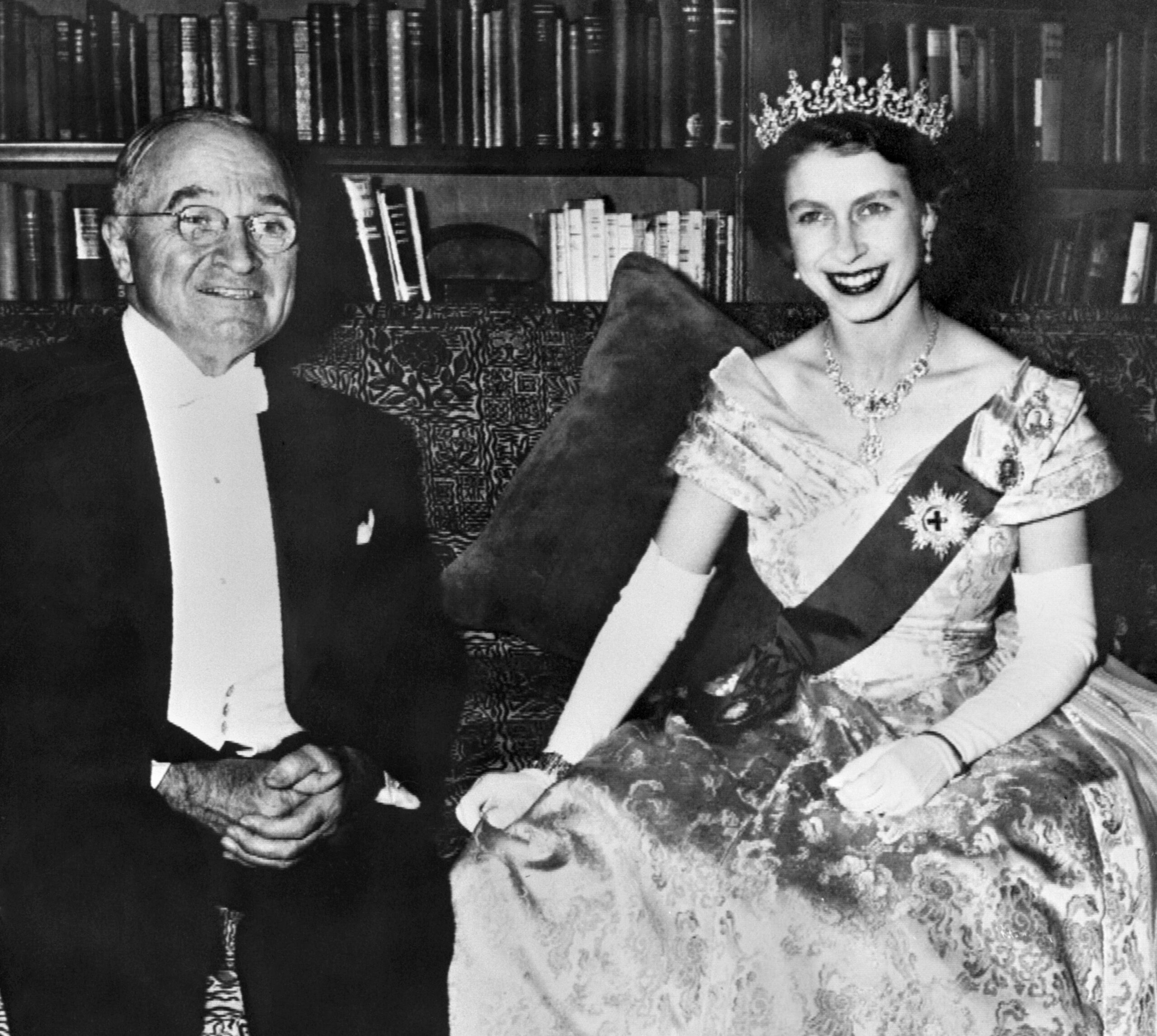 Princess Elizabeth and President Truman at the White House.