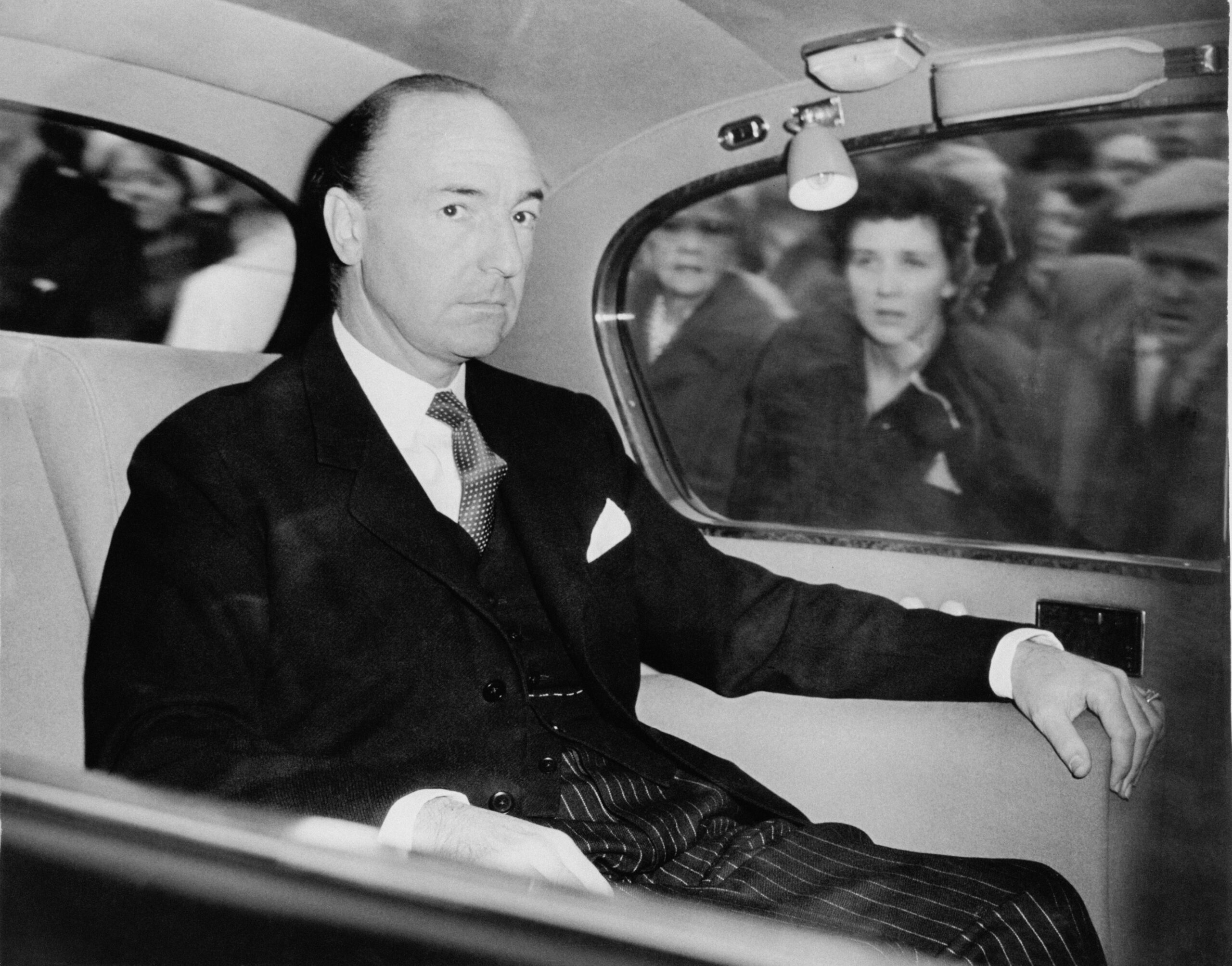 Secretary of State for War John Profumo arriving at the House of Commons.