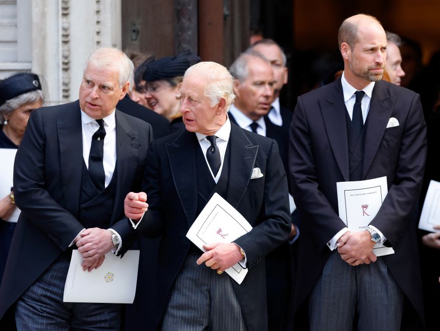Andrew, pictured alongside King Charles at the Duchess of Kent's funeral, stepped down from public life in 2019.