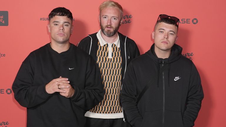 Kneecap (L-R) Naoise O Caireallain (Moglai Bap), JJ O'Dochartaigh (DJ Provai), and Liam Og O Hannaigh (Mo Chara) at the UK premiere of the Kneecap movie. Pic: PA