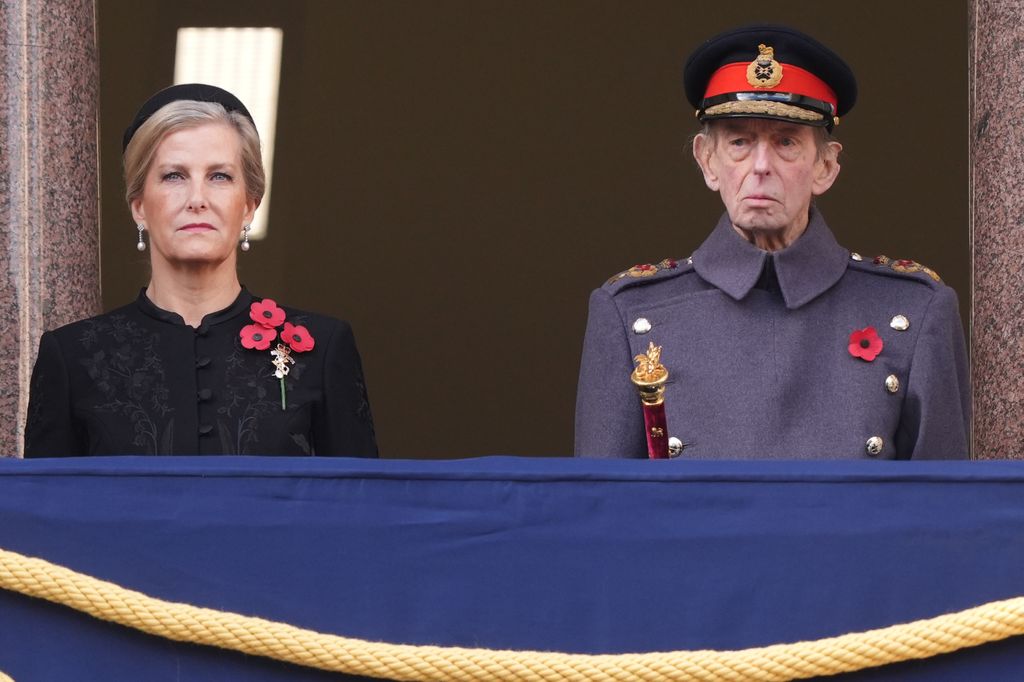 The Duchess of Edinburgh and the Duke of Kent on balcony on remembrance sunday
