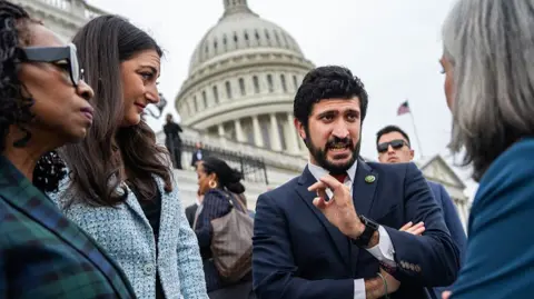 Getty Images Greg Casar of Texas on the House of Representatives steps on 30 September 2025