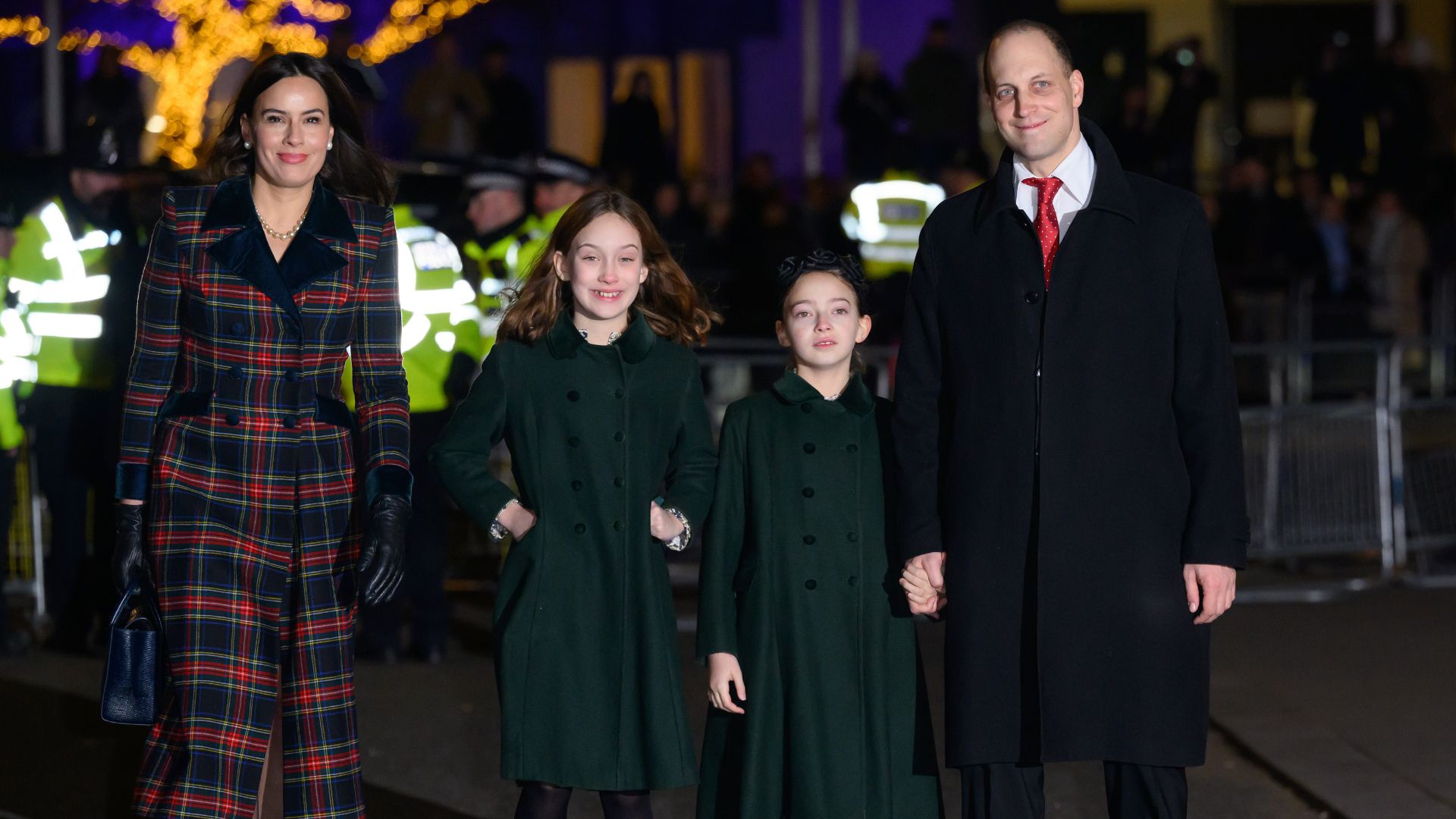 Sophie Winkleman (L), Lord Frederick Windsor (R) and children attend the 'Together At Christmas' Carol Service at Westminster Abbey on December 06, 2024