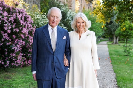 Charles and Camilla pose at Villa Wolkonsky in April in Rome, Italy.