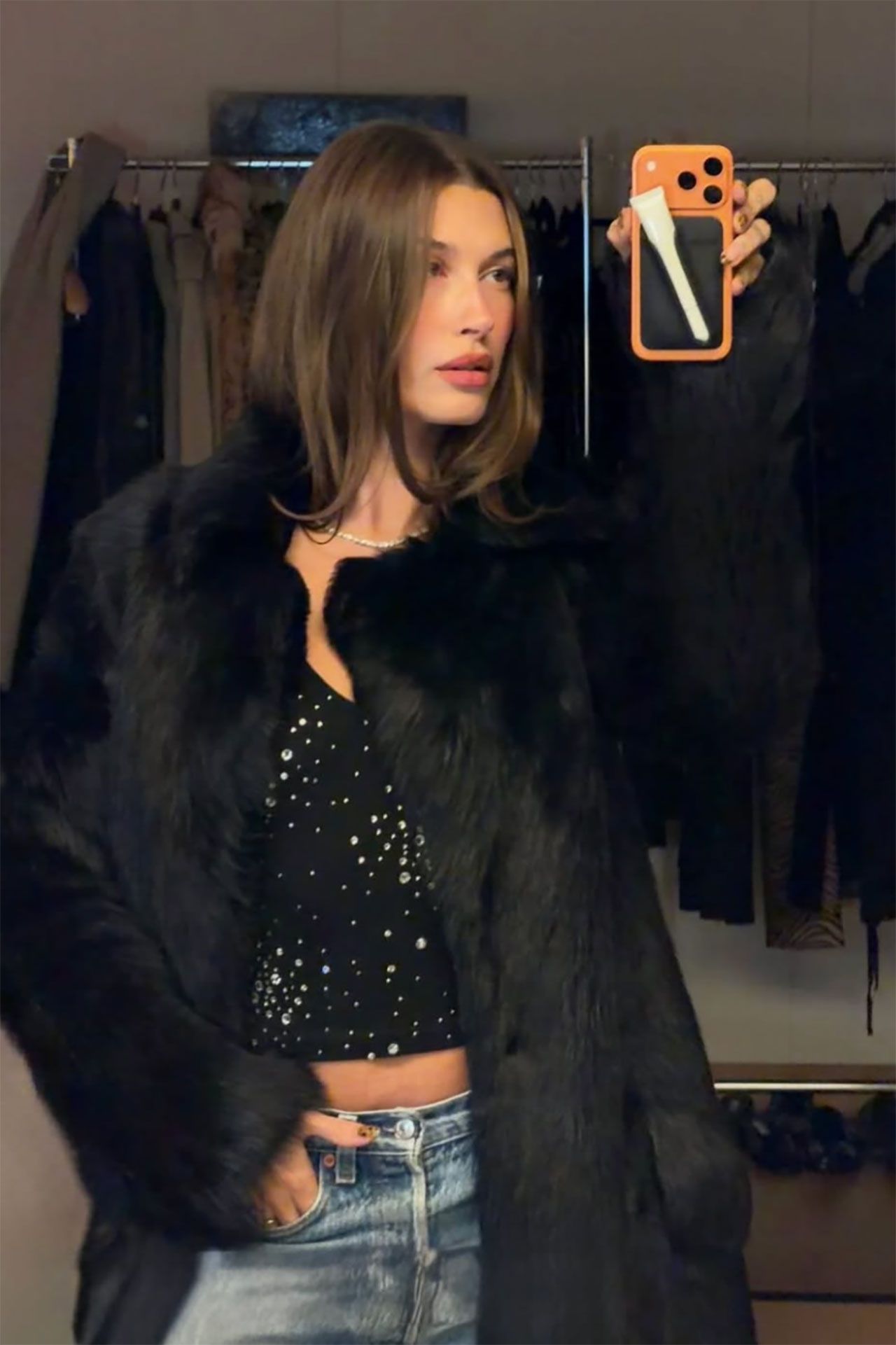 Image may contain Hailey Baldwin Clothing Coat Jacket Adult Person and Photography