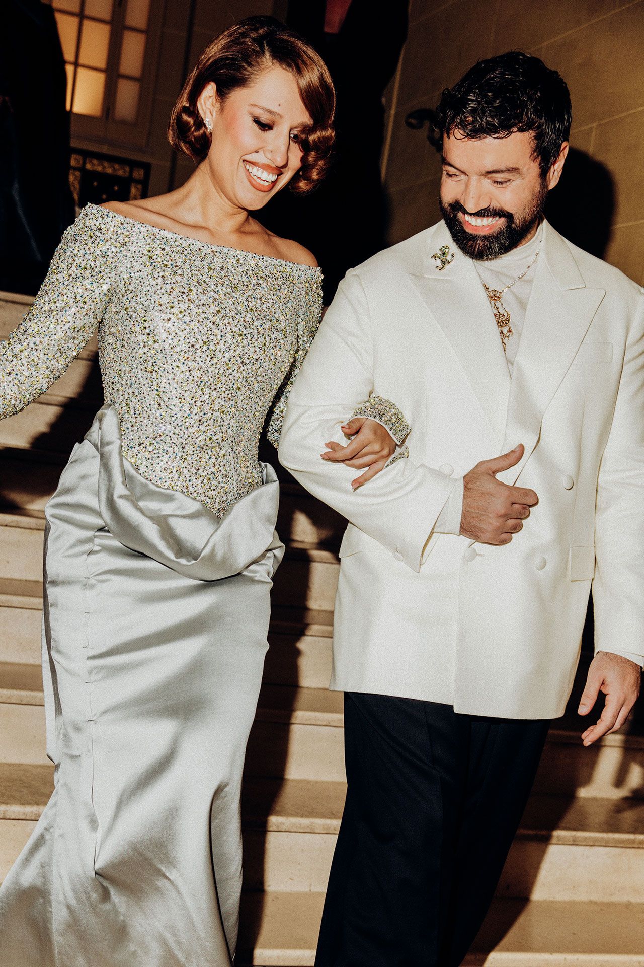 Image may contain Raye Blazer Clothing Coat Jacket Formal Wear Suit Adult Person Dress Wedding Fashion and Gown