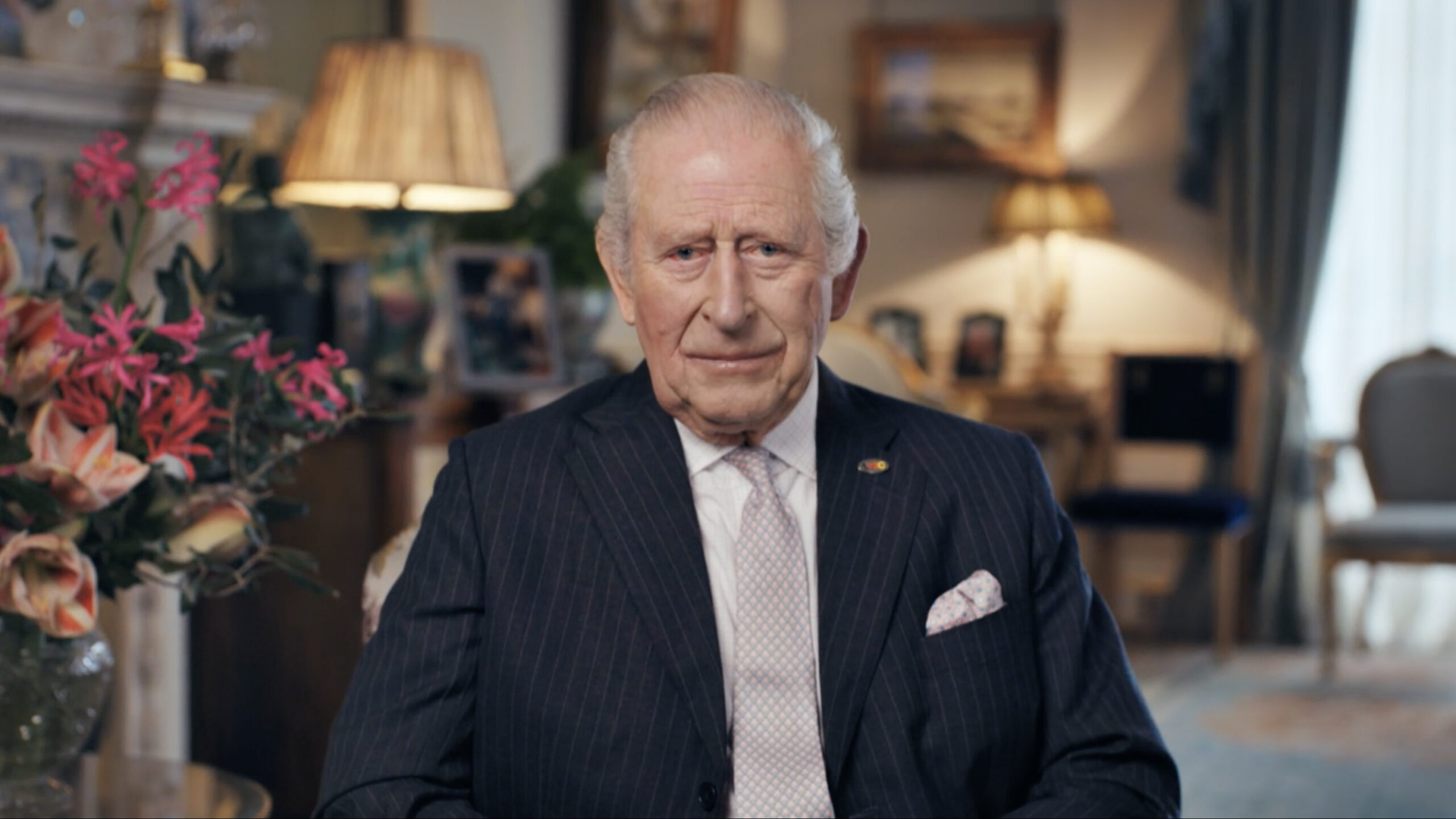 King Charles III records a personal message for Stand Up To Cancer.