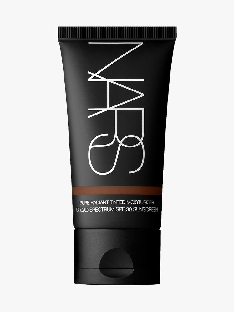 Nars Pure Radiant Tinted Moisturizer Broad Spectrum SPF 30 black tube on light gray background