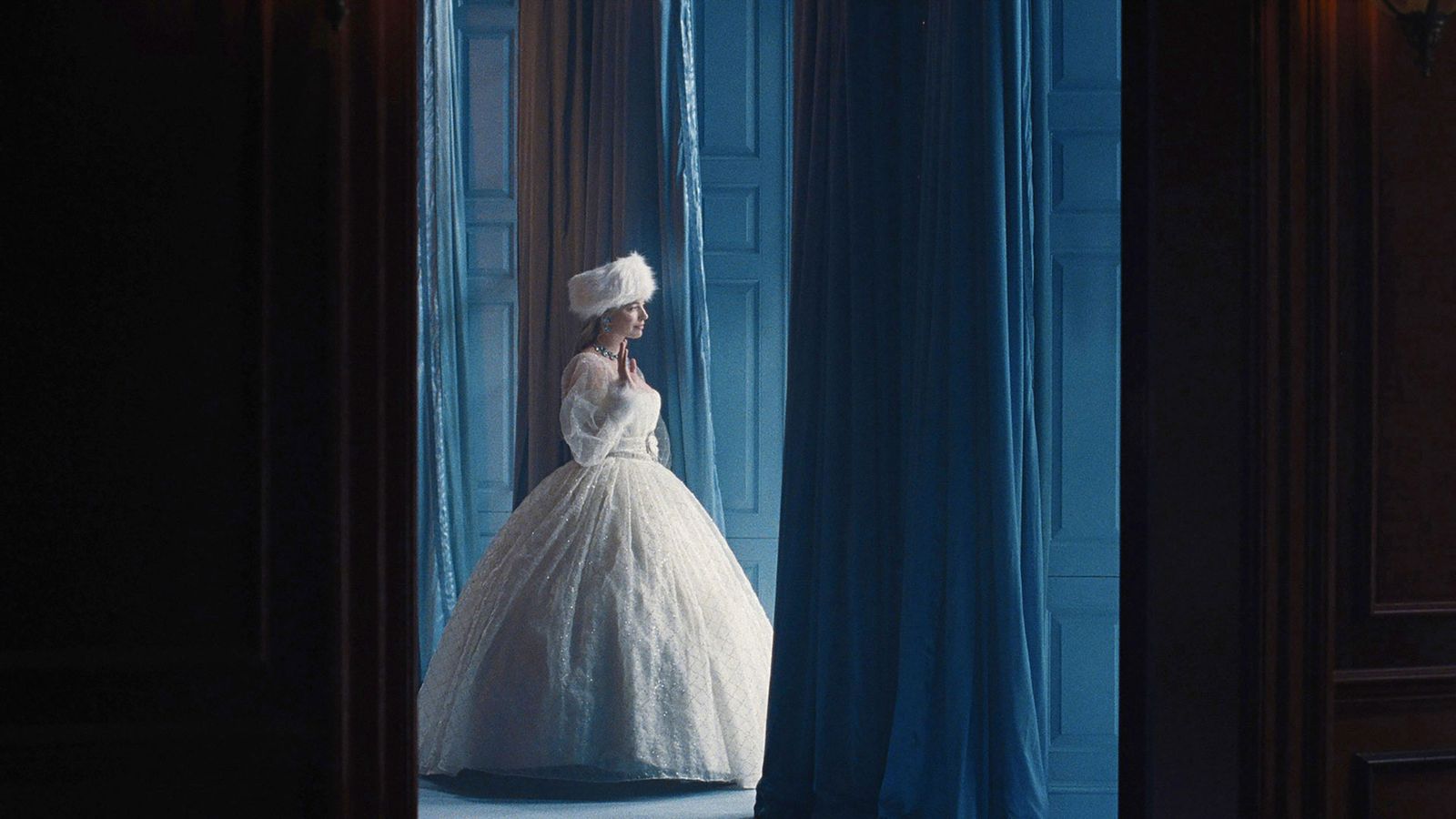 Image may contain Christina Hodson Person Clothing Dress Fashion Formal Wear Gown Wedding Wedding Gown and Adult